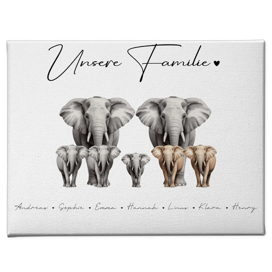 Familien Leinwand Elefanten Familienporträt Geschenk für Oma Opa Mama Papa 1