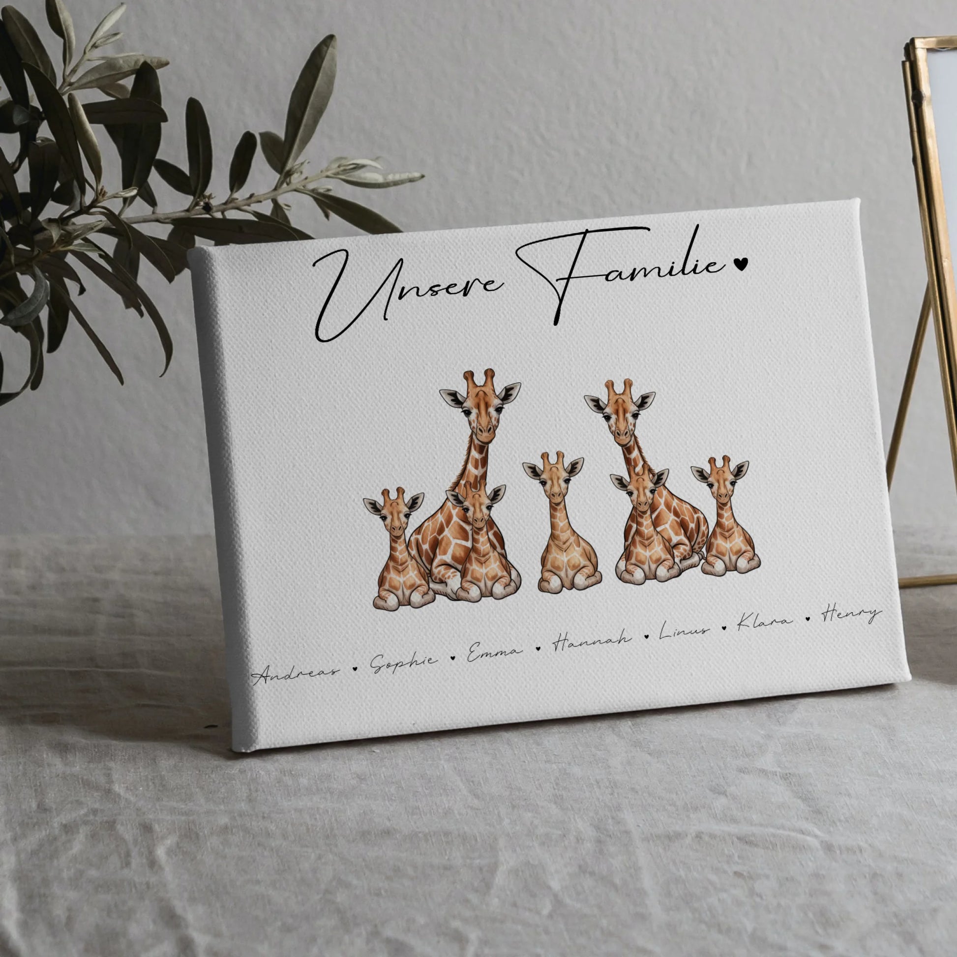 Familien Leinwand Personalisiert Giraffe Familienporträt Geschenk für Papa Mama Oma Opa 5