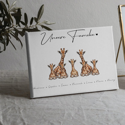 Familien Leinwand Personalisiert Giraffe Familienporträt Geschenk für Papa Mama Oma Opa 5