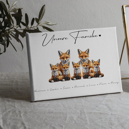 Leinwand Personalisiert Familie Fuchs Familienporträt Geschenk für Papa Mama Oma Opa 5