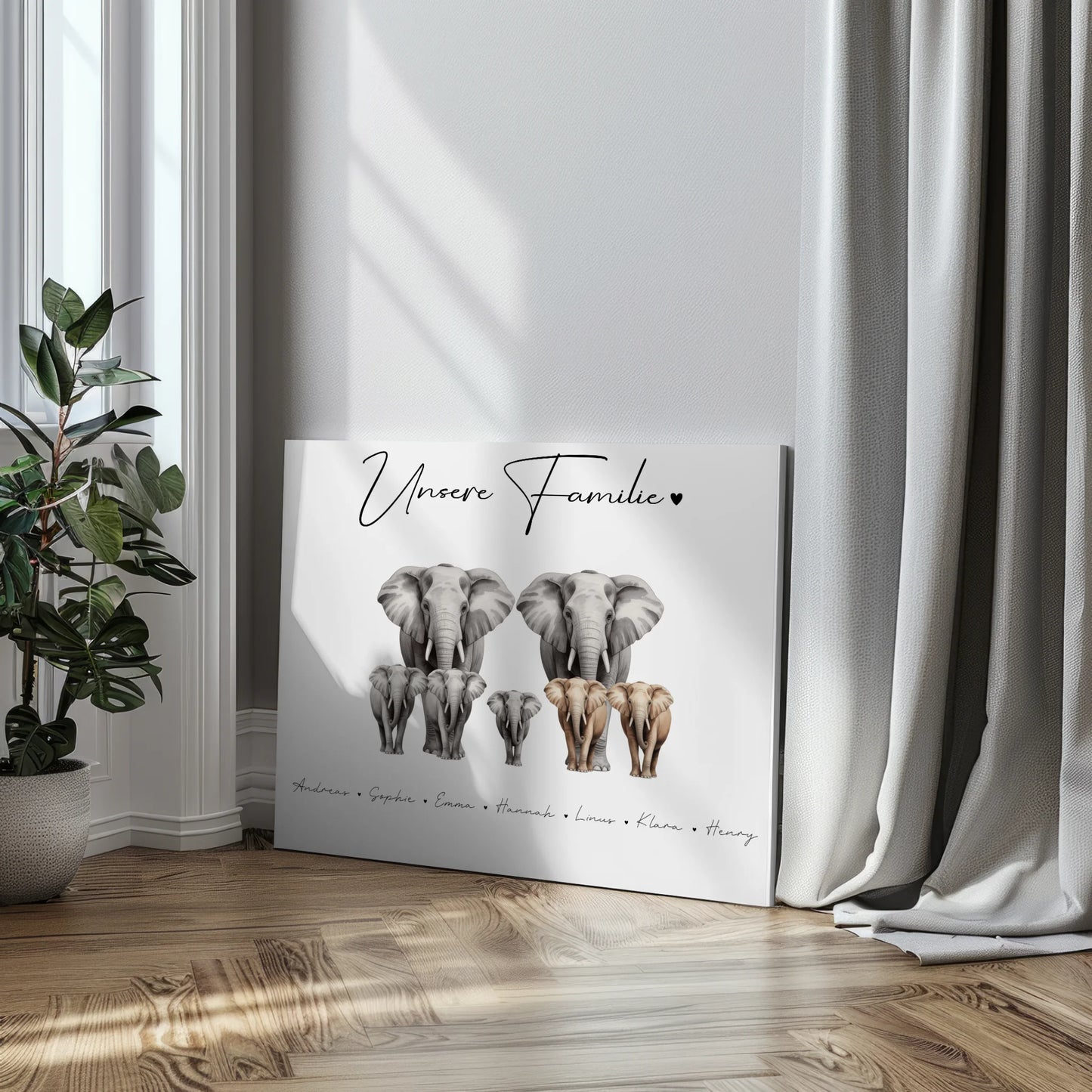 Familien Leinwand Elefanten Familienporträt Geschenk für Oma Opa Mama Papa 3