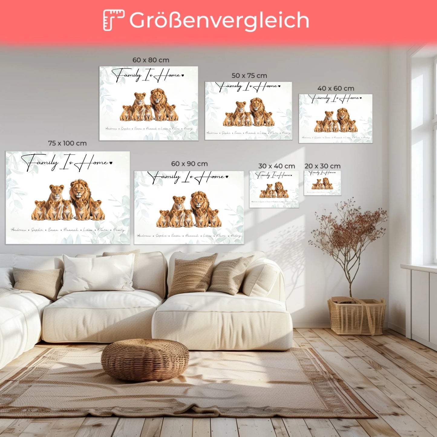 Leinwand Sprüche Familie Löwen Familienporträt Geschenk für Mama Papa Oma Opa 6
