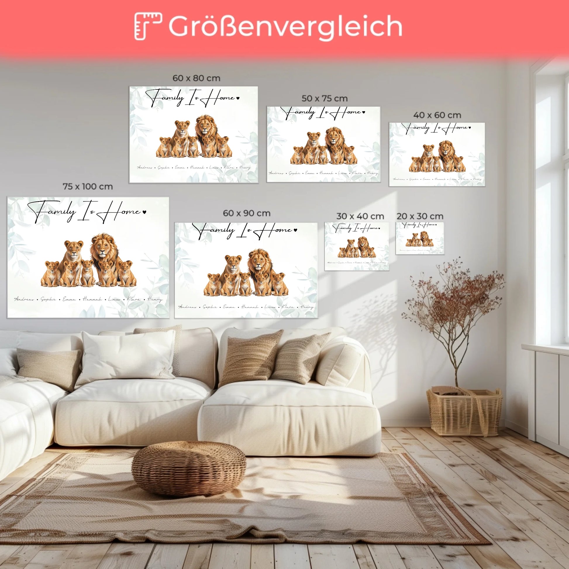 Leinwand Sprüche Familie Löwen Familienporträt Geschenk für Mama Papa Oma Opa 6