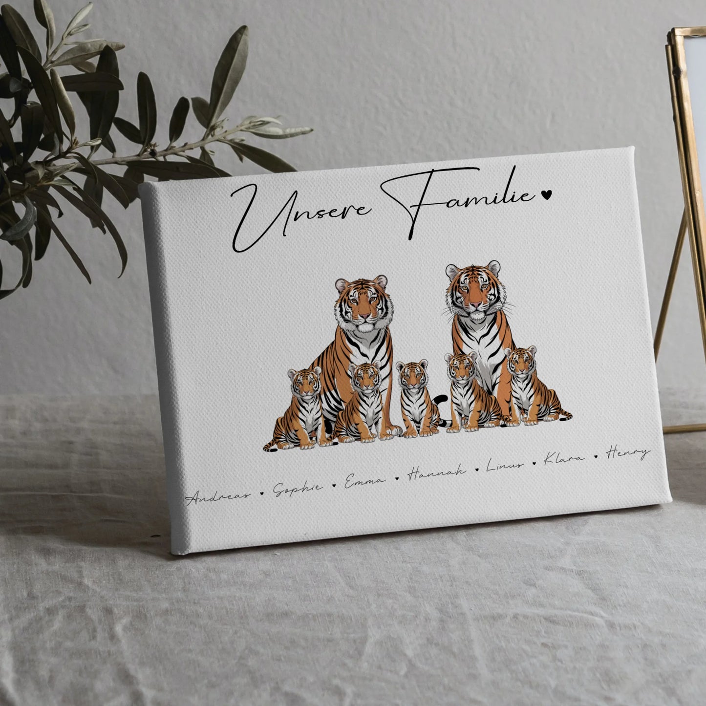 Leinwand Familie Mit Namen Tiger Familienporträt Geschenk für Mama Papa Oma Opa 5