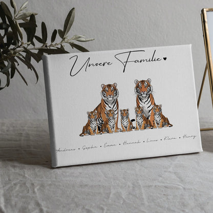 Leinwand Familie Mit Namen Tiger Familienporträt Geschenk für Mama Papa Oma Opa 5