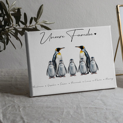 Familien Leinwand Pinguin Familienporträt Geschenk für Oma Opa Mama Papa 5