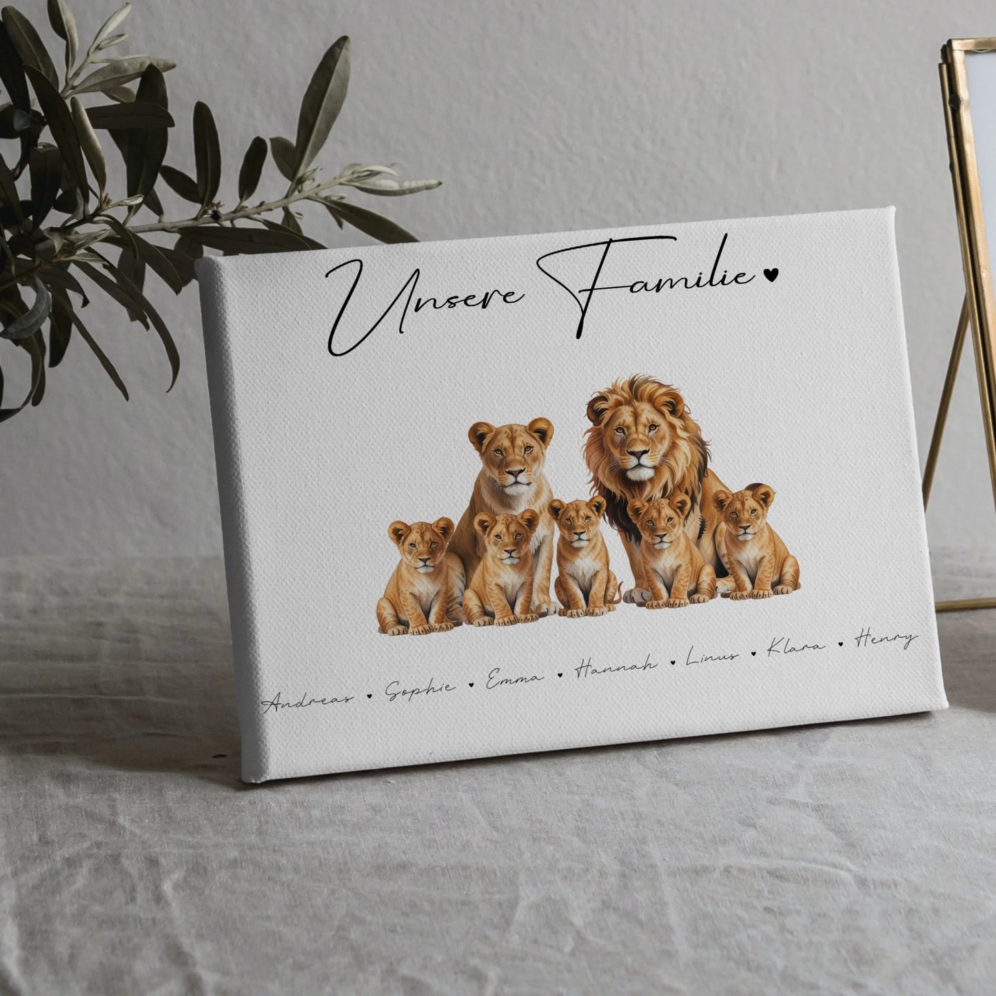 Familien Leinwand gestalten Löwen Familienporträt Geschenk für Oma Opa Mama Papa 5
