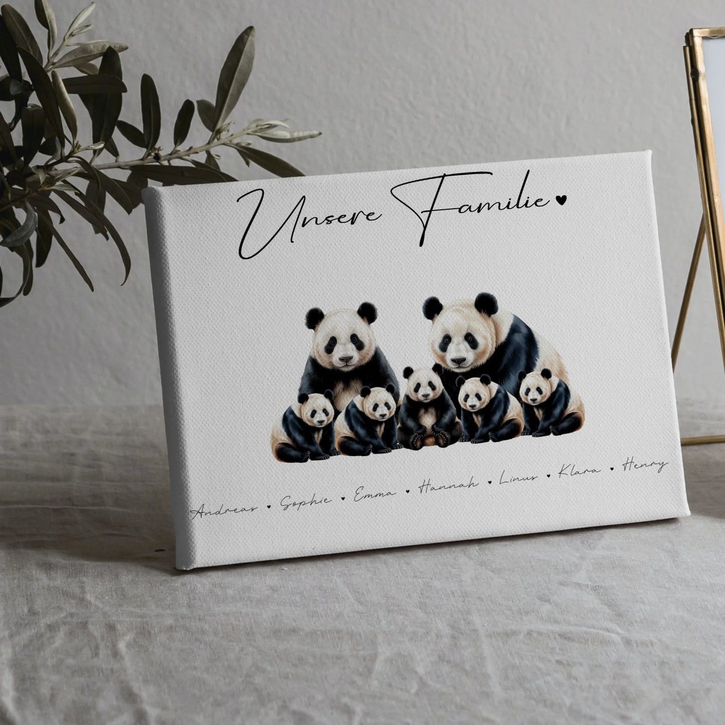 Leinwand Familie Panda Familienporträt Geschenk für Papa Mama Oma Opa 5