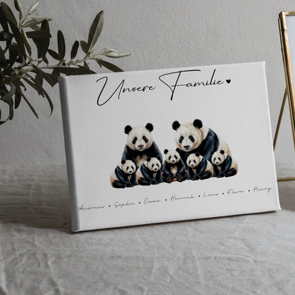 Leinwand Familie Panda Familienporträt Geschenk für Papa Mama Oma Opa 5