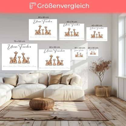 Familien Leinwand Personalisiert Giraffe Familienporträt Geschenk für Papa Mama Oma Opa 6