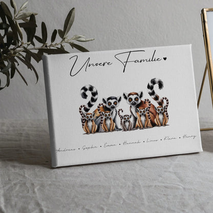 Familie Personalisierte Leinwand Lemur Familienporträt Geschenk für Mama Papa Oma Opa 5