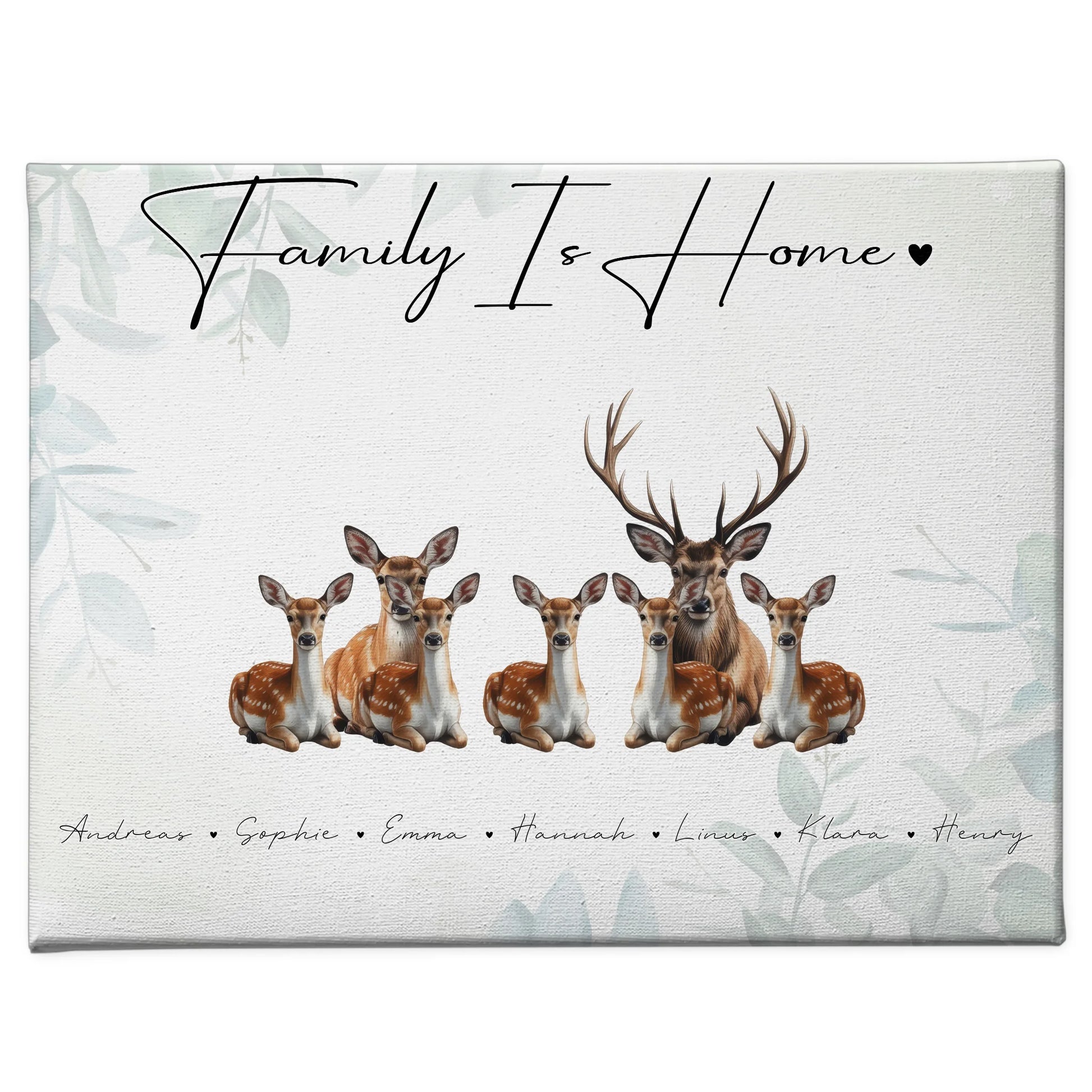 Leinwand Spruch Familie Reh Familienporträt Geschenk für Papa Mama Oma Opa 1