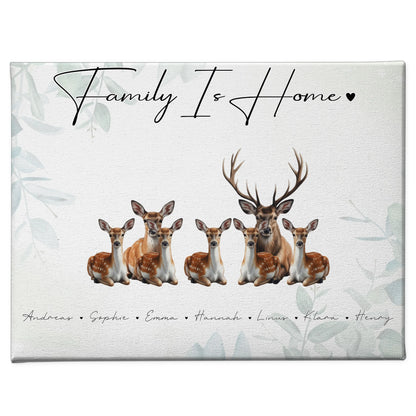 Leinwand Spruch Familie Reh Familienporträt Geschenk für Papa Mama Oma Opa 1