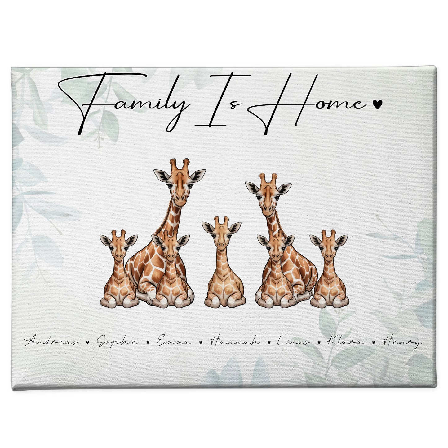 Leinwand Familie Namen Giraffe Familienporträt Geschenk für Oma Opa Mama Papa 1