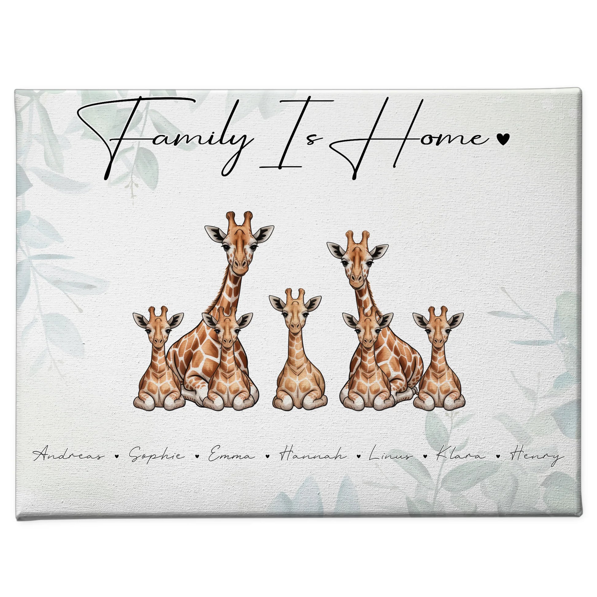 Leinwand Familie Namen Giraffe Familienporträt Geschenk für Oma Opa Mama Papa 1