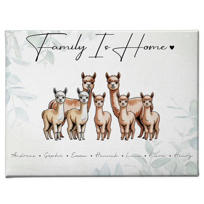 Familien Leinwand Alpaka Familienporträt Geschenk für Oma Opa Mama Papa 1