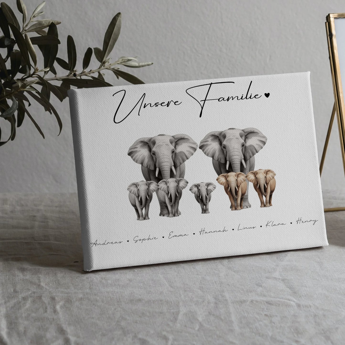 Familien Leinwand Elefanten Familienporträt Geschenk für Oma Opa Mama Papa 5