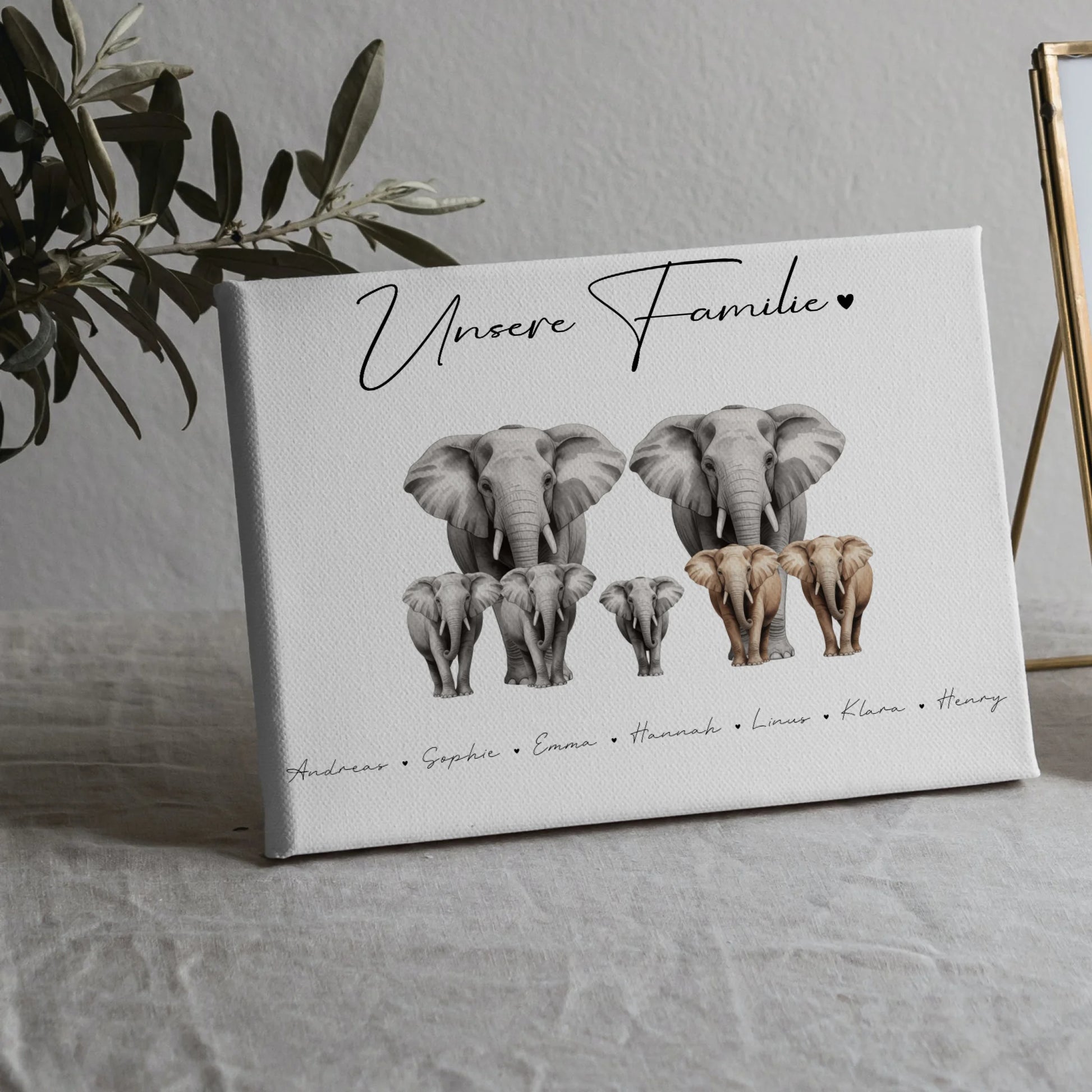 Familien Leinwand Elefanten Familienporträt Geschenk für Oma Opa Mama Papa 5
