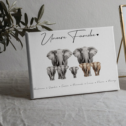Familien Leinwand Elefanten Familienporträt Geschenk für Oma Opa Mama Papa 5