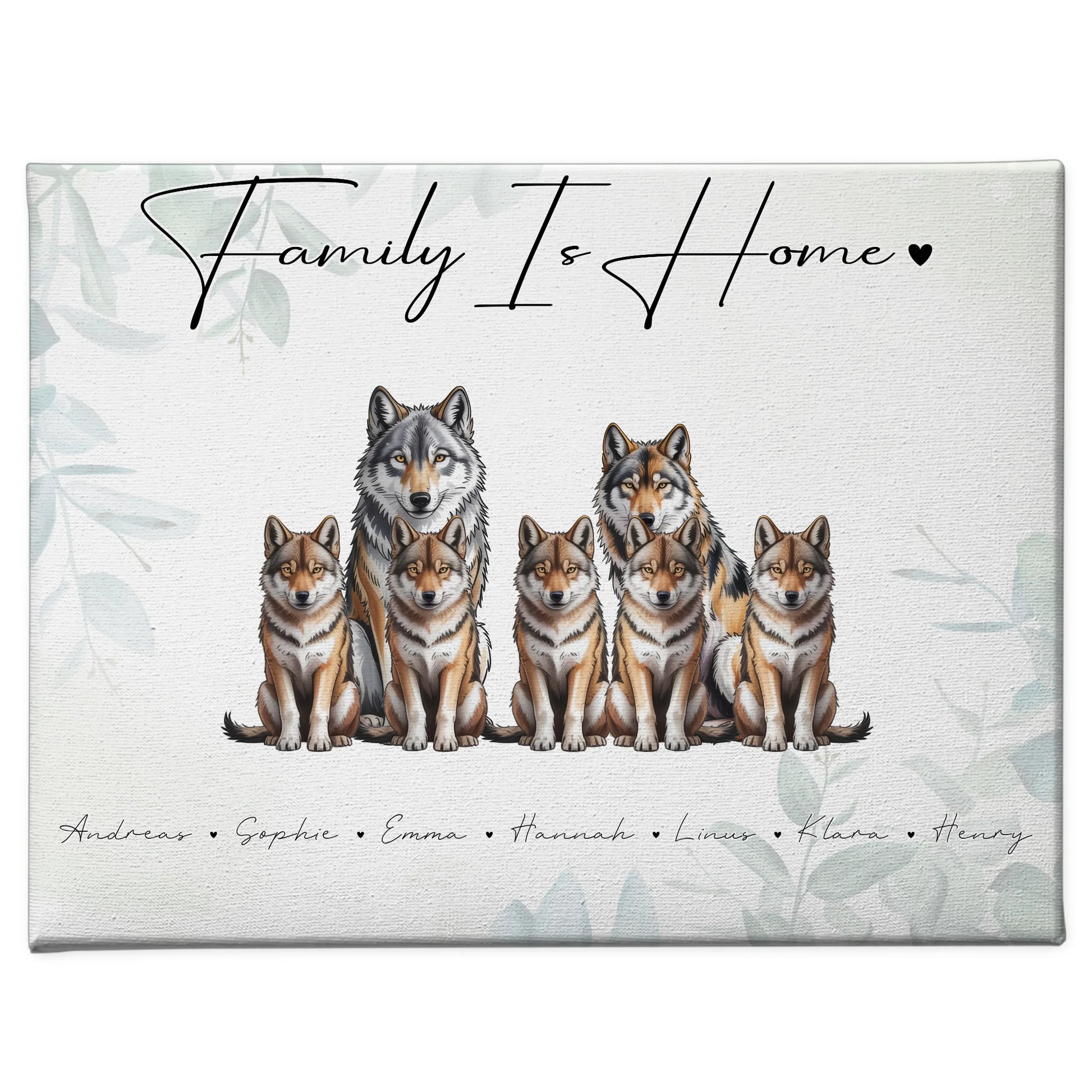 Leinwand Familienbild Personalisiert Wolf Familienporträt Geschenk für Papa Mama Oma Opa 1