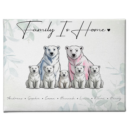 Familie Personalisierte Leinwand Eisbären Familienporträt Geschenk für Mama Papa Oma Opa 1