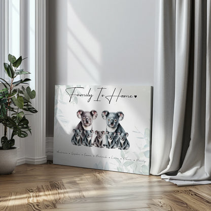 Familie Personalisierte Leinwand Koala Familienporträt Geschenk für Oma Opa Mama Papa 3