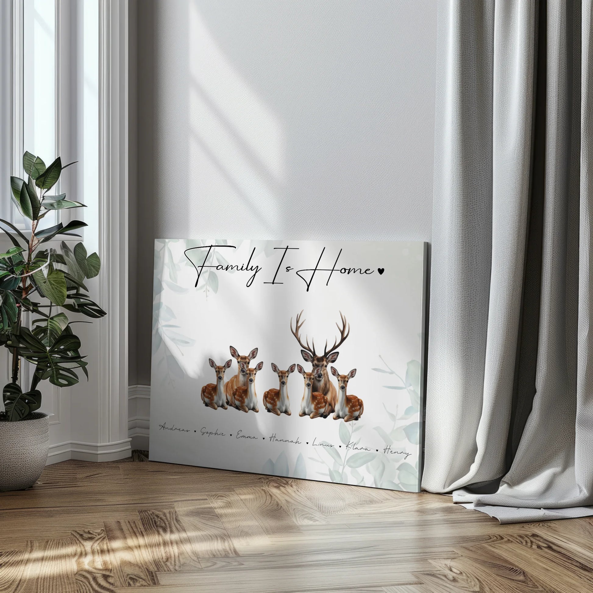 Leinwand Spruch Familie Reh Familienporträt Geschenk für Papa Mama Oma Opa 3