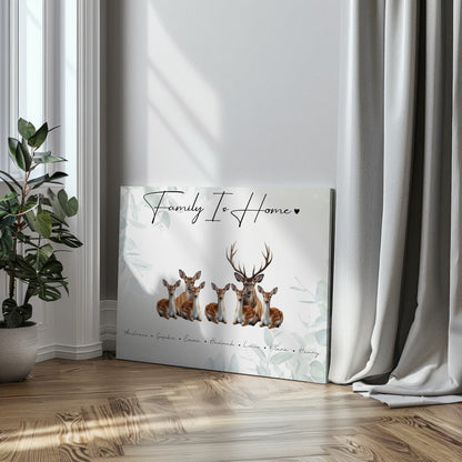 Leinwand Spruch Familie Reh Familienporträt Geschenk für Papa Mama Oma Opa 3