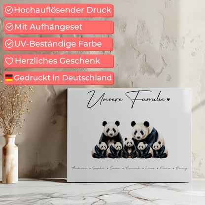 Leinwand Familie Panda Familienporträt Geschenk für Papa Mama Oma Opa 7