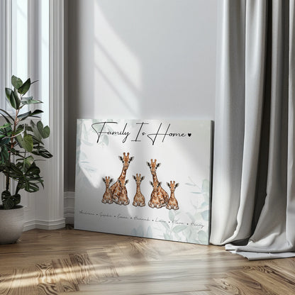 Leinwand Familie Namen Giraffe Familienporträt Geschenk für Oma Opa Mama Papa 3