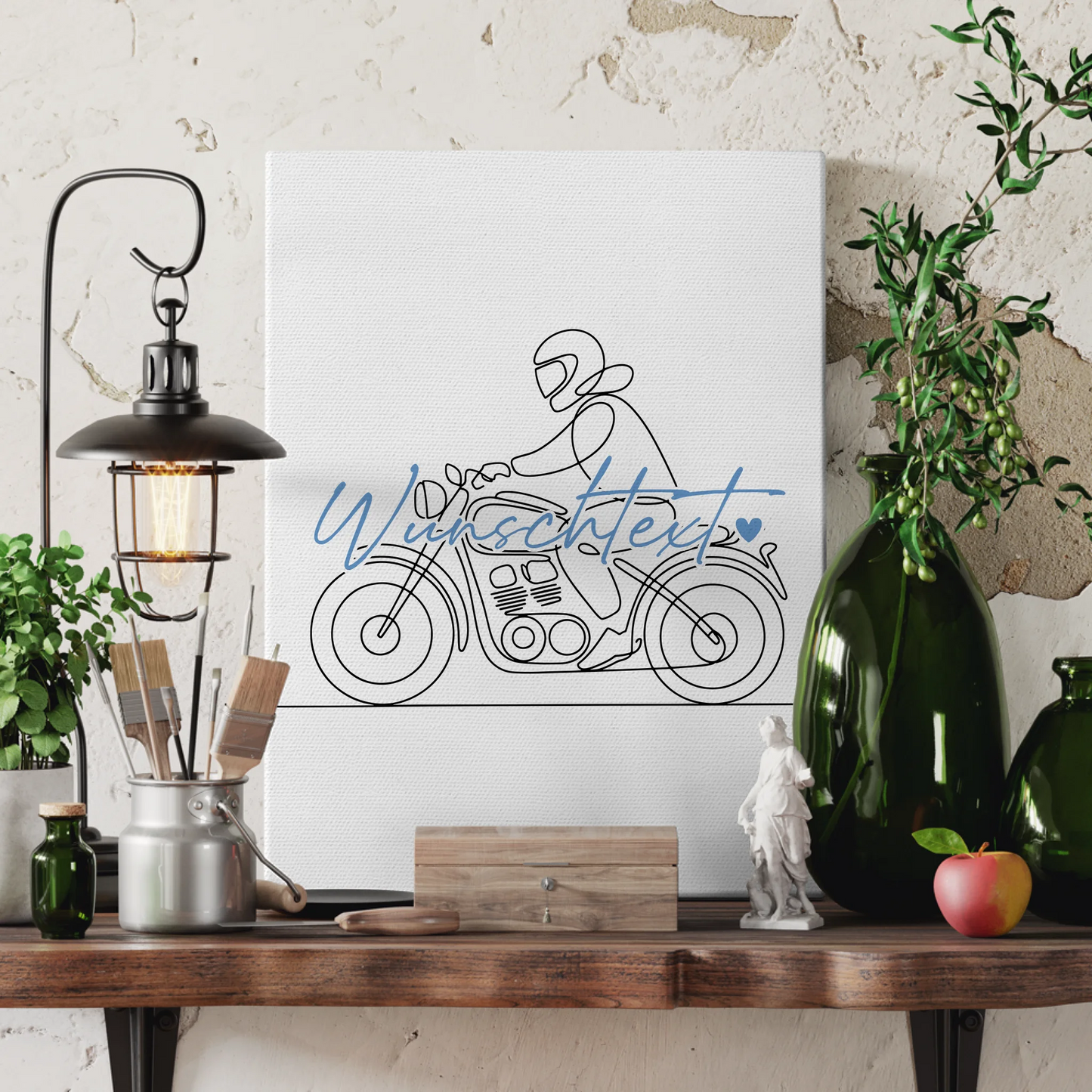 Lineart Leinwand Personalisiert Motorradfahren Geschenk Sohn & Bruder 3