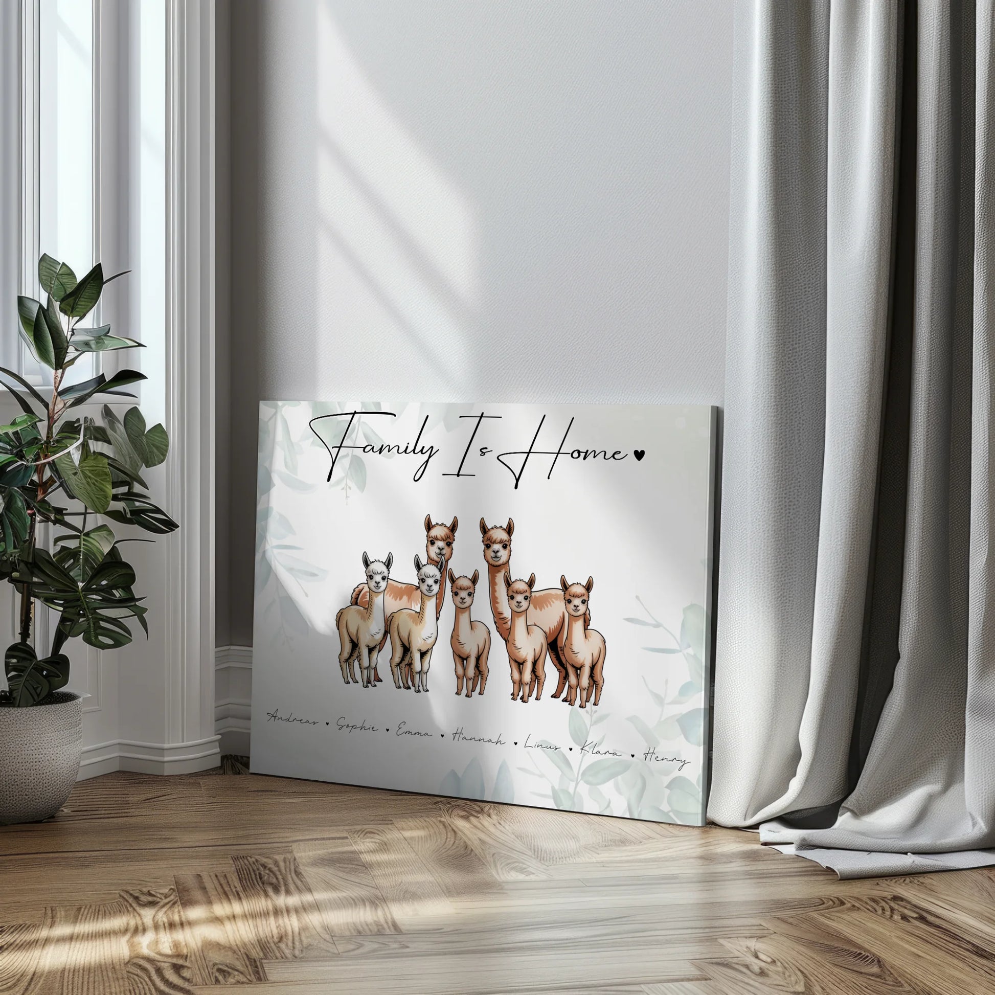 Familien Leinwand Alpaka Familienporträt Geschenk für Oma Opa Mama Papa 3