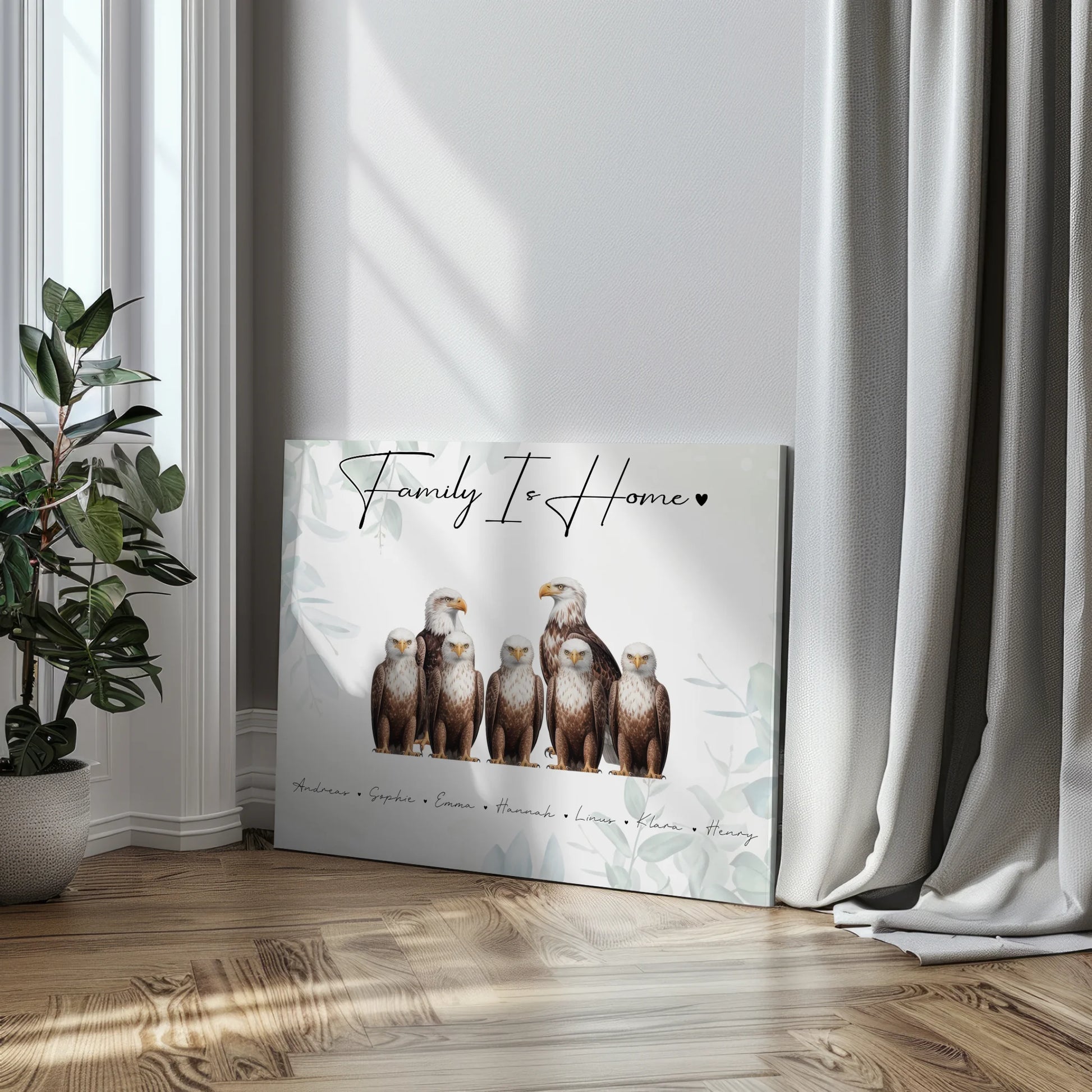 Leinwand Familie Personalisiert Adler Familienporträt Geschenk für Papa Mama Oma Opa 3