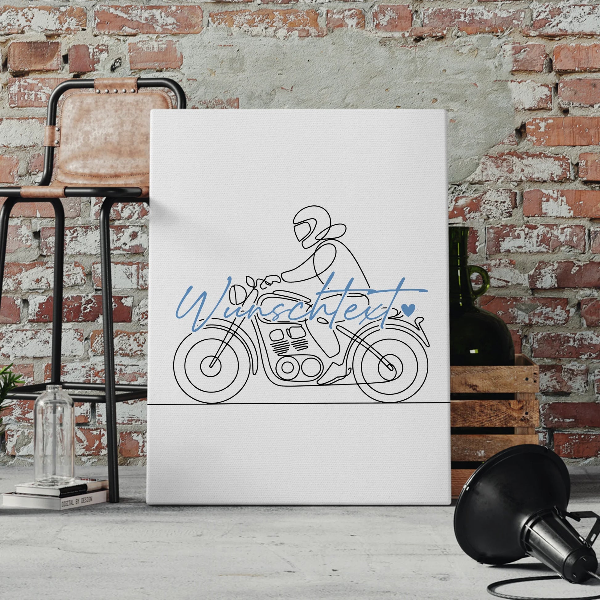 Lineart Leinwand Personalisiert Motorradfahren Geschenk Sohn & Bruder 4