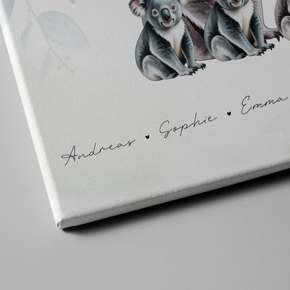 Familie Personalisierte Leinwand Koala Familienporträt Geschenk für Oma Opa Mama Papa 4