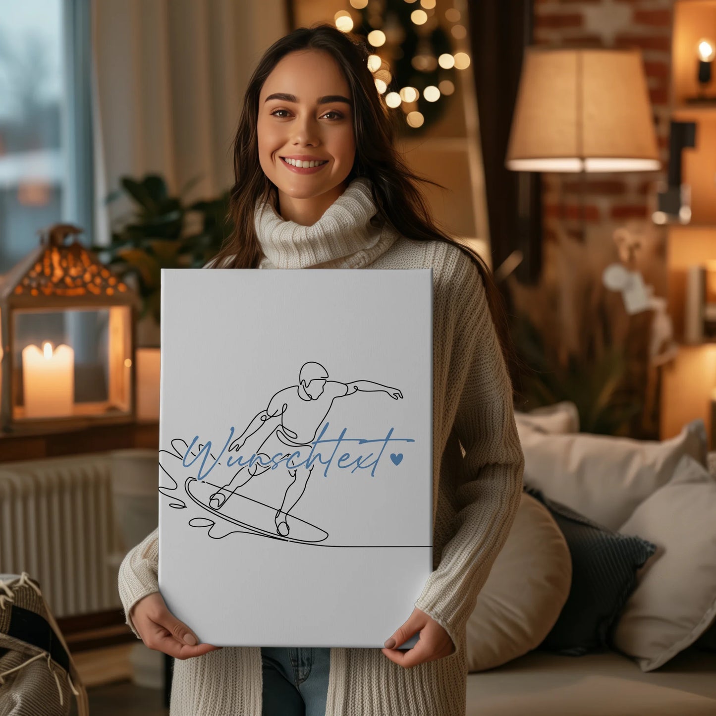 Lineart Leinwand Personalisiert Wakeboarden Geschenk Sohn & Bruder 2