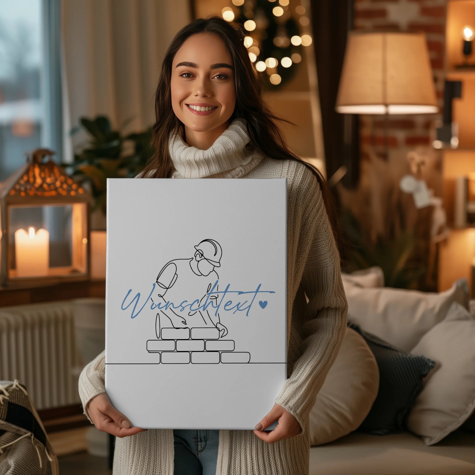 Lineart Leinwand Maurer Geschenk Sohn & Bruder 2