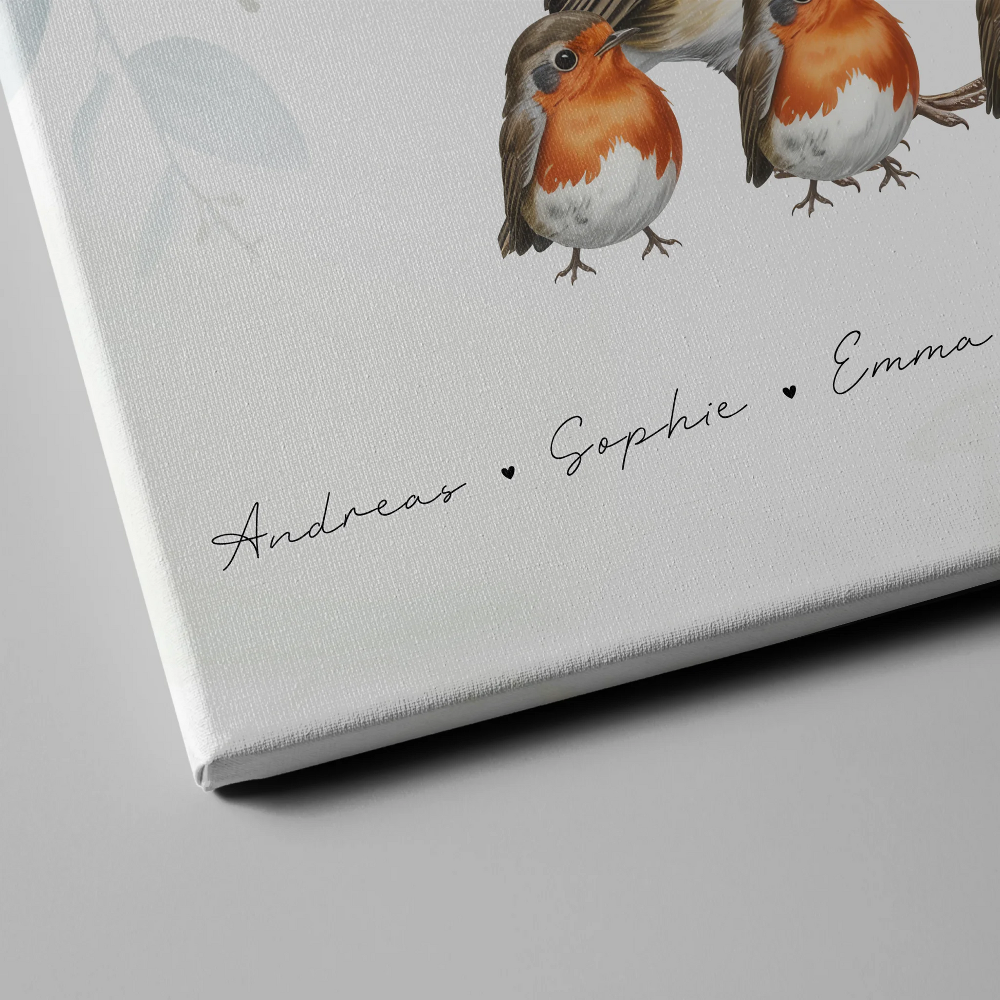 Personalisierte Familien Leinwand Rotkehlchen Familienporträt Geschenk für Mama Papa Oma Opa 4
