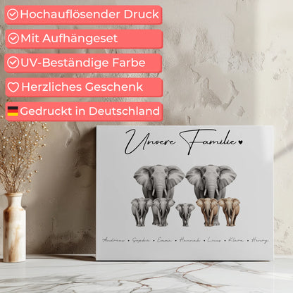 Familien Leinwand Elefanten Familienporträt Geschenk für Oma Opa Mama Papa 7