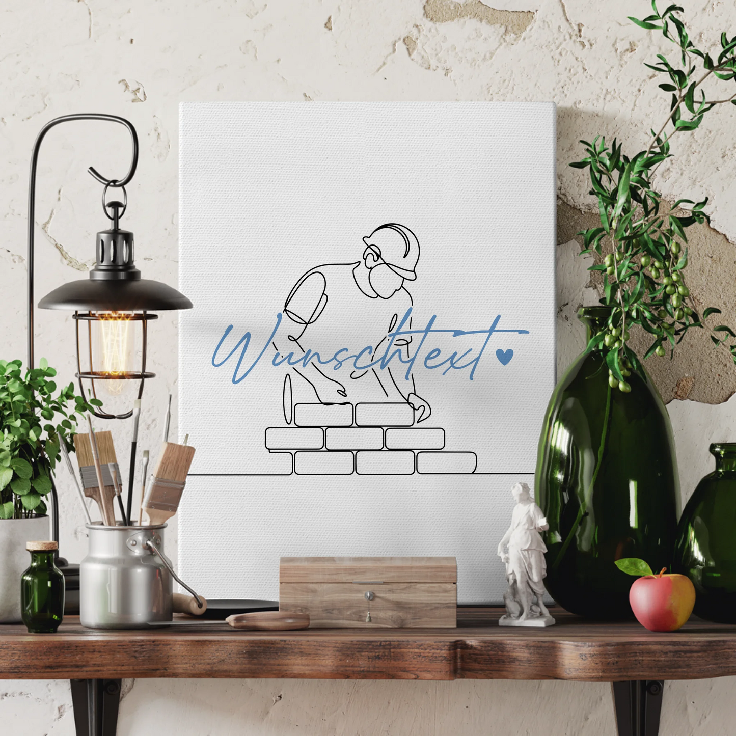 Lineart Leinwand Maurer Geschenk Sohn & Bruder 3