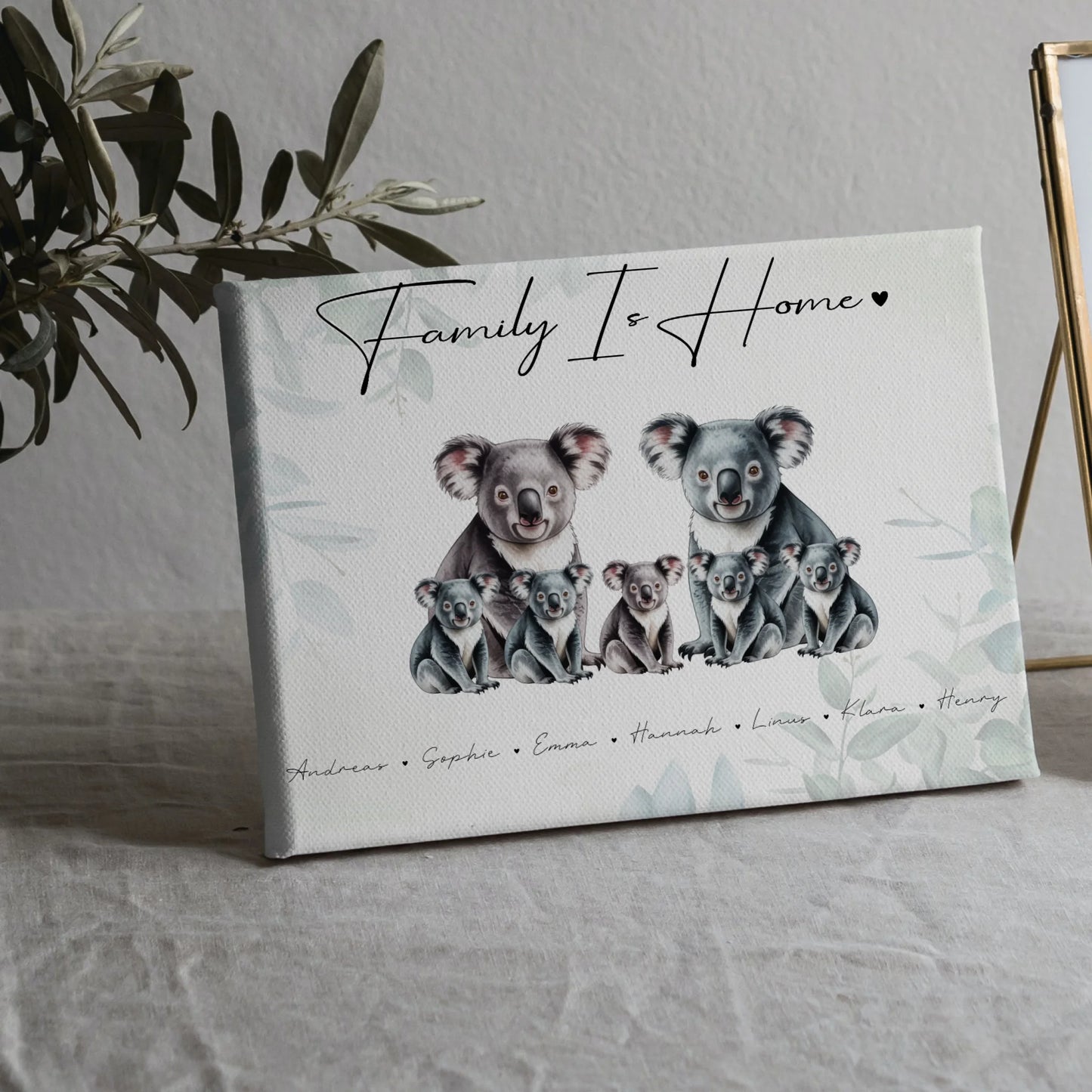 Familie Personalisierte Leinwand Koala Familienporträt Geschenk für Oma Opa Mama Papa 5