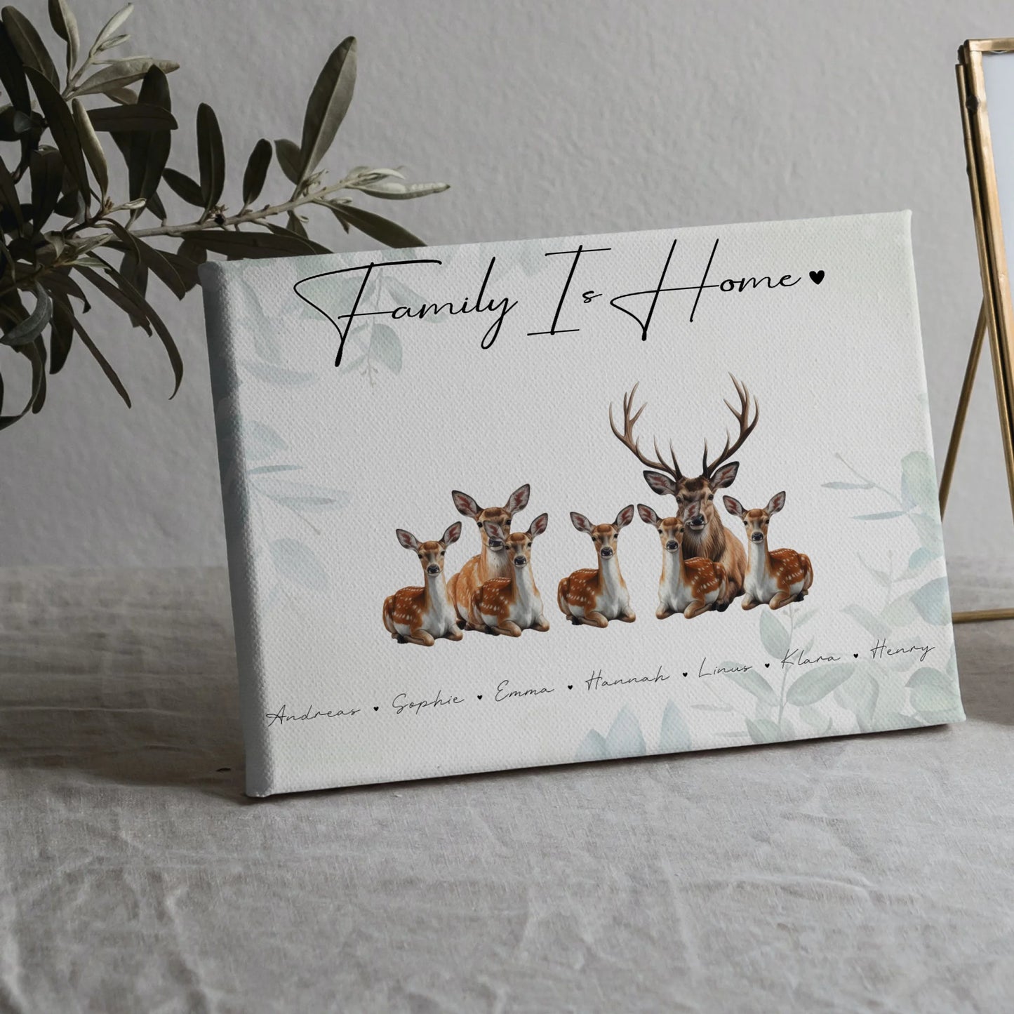 Leinwand Spruch Familie Reh Familienporträt Geschenk für Papa Mama Oma Opa 5