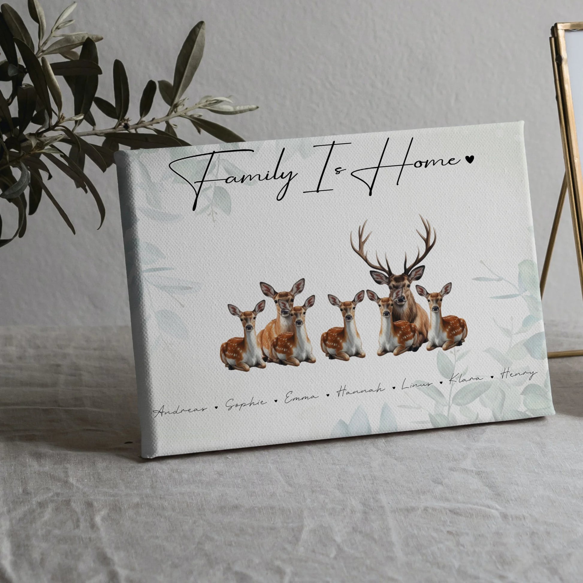 Leinwand Spruch Familie Reh Familienporträt Geschenk für Papa Mama Oma Opa 5
