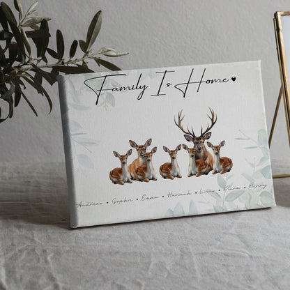 Leinwand Spruch Familie Reh Familienporträt Geschenk für Papa Mama Oma Opa 5