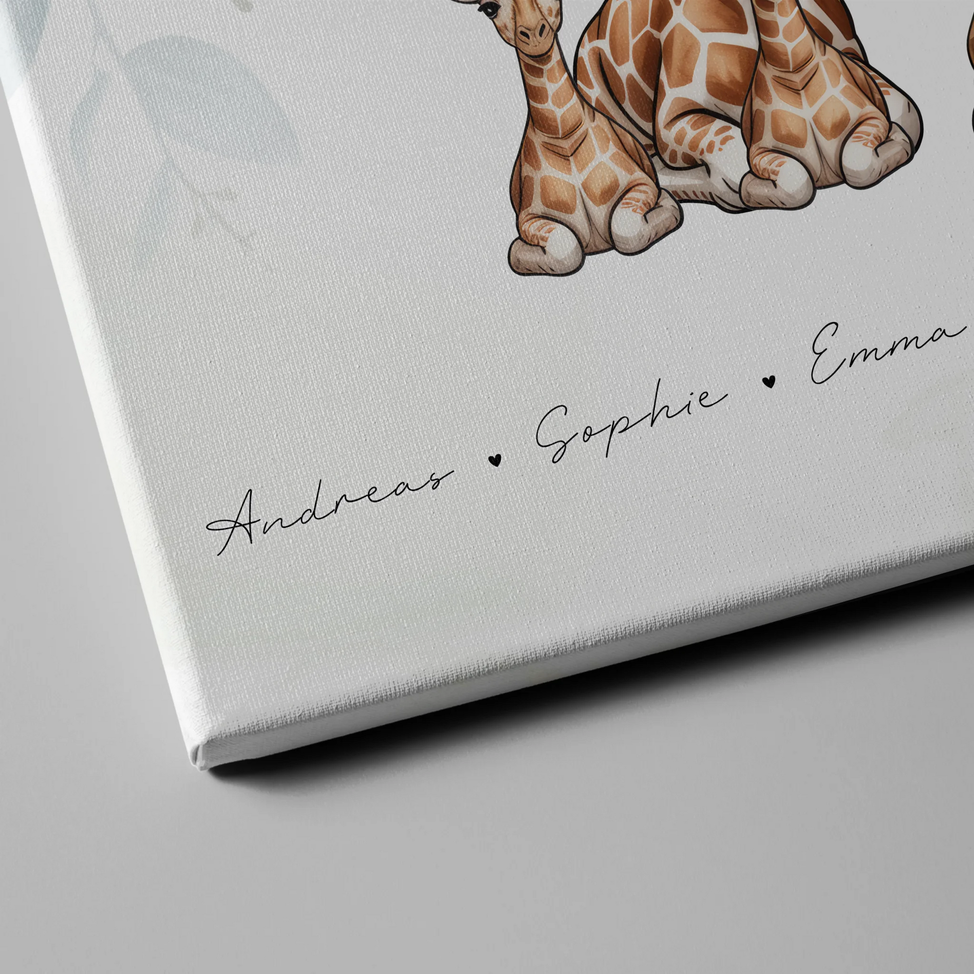 Leinwand Familie Namen Giraffe Familienporträt Geschenk für Oma Opa Mama Papa 4
