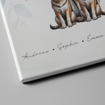 Leinwand Familienbild Personalisiert Wolf Familienporträt Geschenk für Papa Mama Oma Opa 4