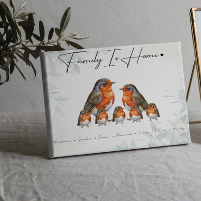 Personalisierte Familien Leinwand Rotkehlchen Familienporträt Geschenk für Mama Papa Oma Opa 5