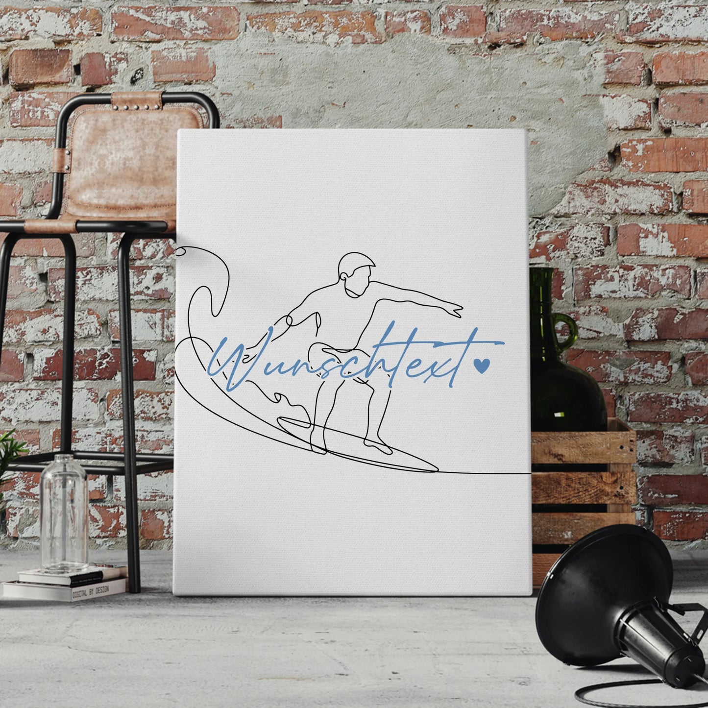 Personalisierte Leinwand Lineart Wellenreiten Geschenk Sohn & Bruder 4