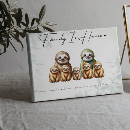 Leinwand Familienbild Personalisiert Mit Vorschau Faultier Familienporträt Geschenk für Mama Papa Oma Opa 5