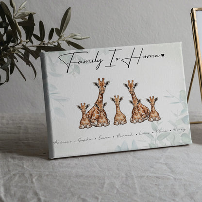 Leinwand Familie Namen Giraffe Familienporträt Geschenk für Oma Opa Mama Papa 5